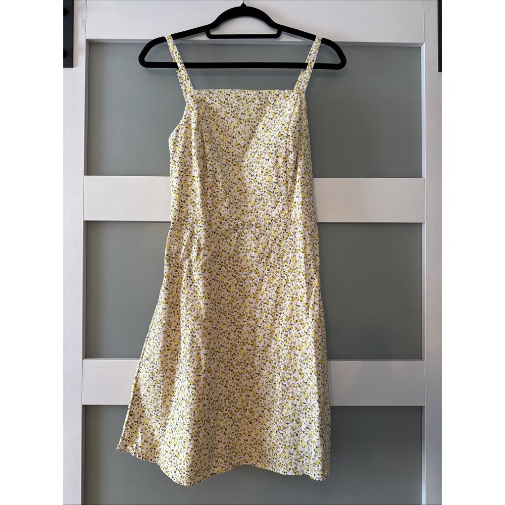 Old Navy Ditsy Floral Linen-Blend Fit&Flare Cami Sundress Yellow Flowers Small
